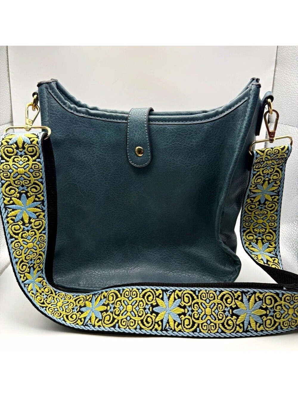 Women’s Blue/Dark Teal Crossbody Bag Zip Top w/ Detachable Adjustable Strap